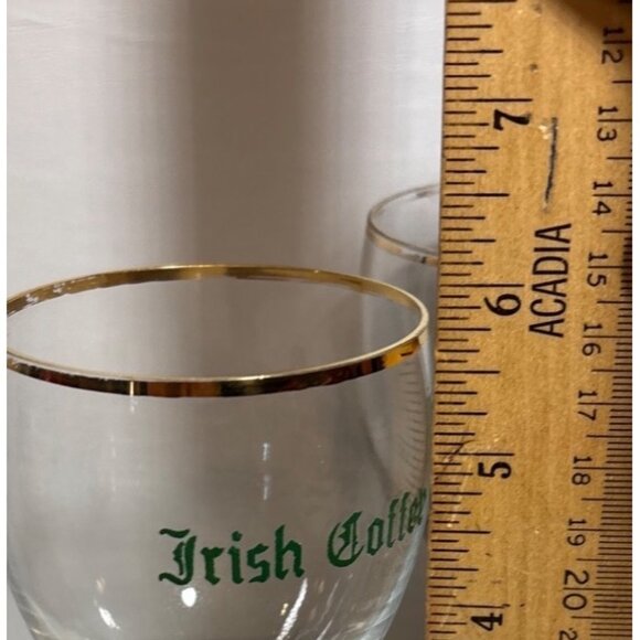 Set Of 2 Vintage Irish Coffee Glasses With Gold Rim & Shamrock Design on Stem - Picture 7 of 8